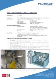 APPLICATION SHEET: ORBITAL WELDING - Polysoude