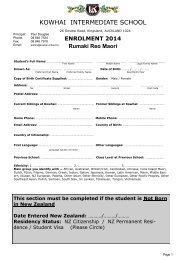 2014 Rumaki Enrolment Form - Kowhai Intermediate School