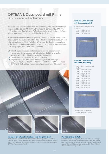 OPTIMA S Duschboard - Mainmetall