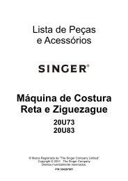 Lista Peças SINGER 20 U - Feira das Máquinas