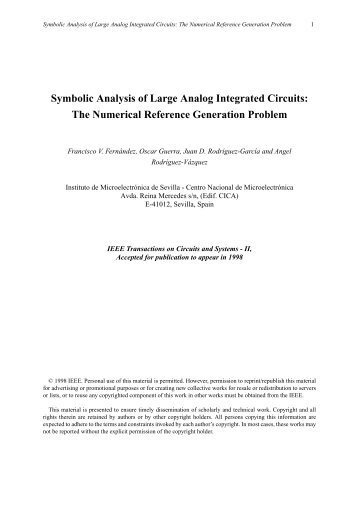 Symbolic Analysis of Large Analog Integrated Circuits ... - IMSE-CNM