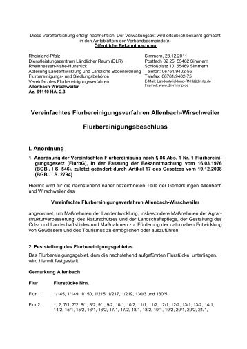 Flurbereinigungsbeschluss - Dienstleistungszentren Ländlicher ...