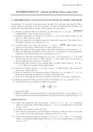 MATHEMATICS II - typical problems from exam tests
