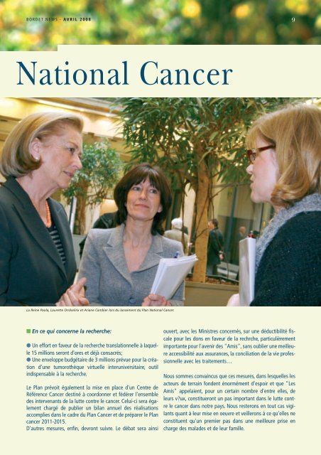 La Belgique lance son Plan National Cancer. La Belgique lance son