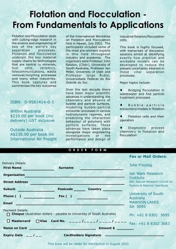 Flotation and Flocculation - Minerals Engineering International Online