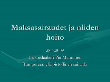 Maksasairaudet ja niiden hoito