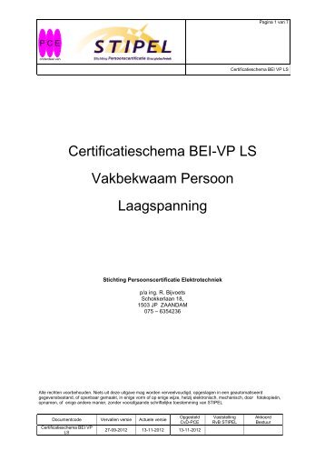 Certificatieschema BEI-VP LS Vakbekwaam Persoon ... - Stipel