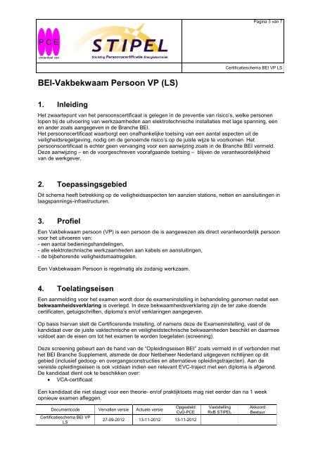 Certificatieschema BEI-VP LS Vakbekwaam Persoon ... - Stipel