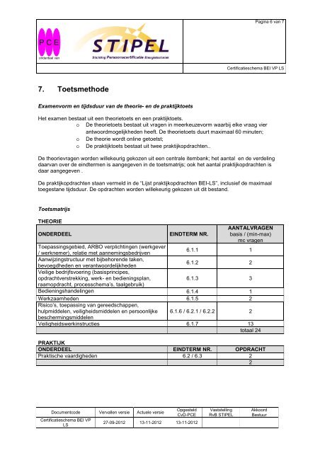 Certificatieschema BEI-VP LS Vakbekwaam Persoon ... - Stipel