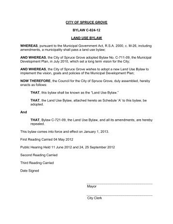 CITY OF SPRUCE GROVE BYLAW C-824-12 LAND USE ... - Agenda