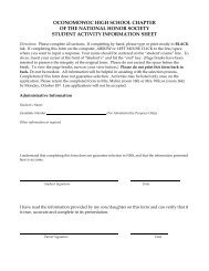 student activity information sheet - Oconomowoc Area School District