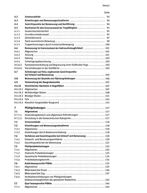 Inhalt DIN EN 1997-1 einschlieÃlich Nationaler Anhang und DIN 1054