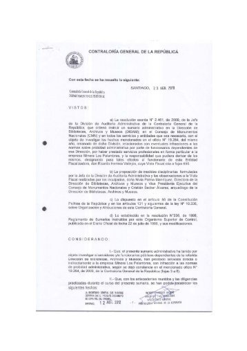 el informe de un sumario administrativo - CIPER Chile