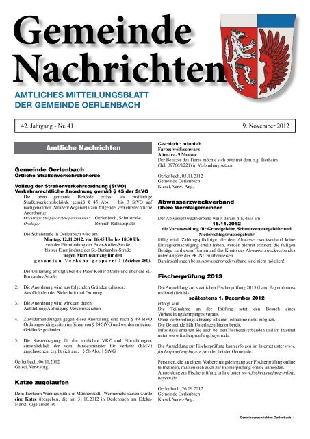amtliches mitteilungsblatt der gemeinde oerlenbach - Revista Verlag