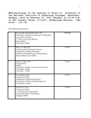 Minutes of the meeting of Board of Governors of the ... - NIT Srinagar