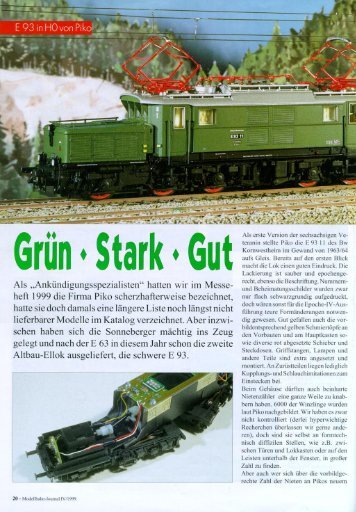 E93, Eisenbahn Journal 12/99, S. 20 - Piko