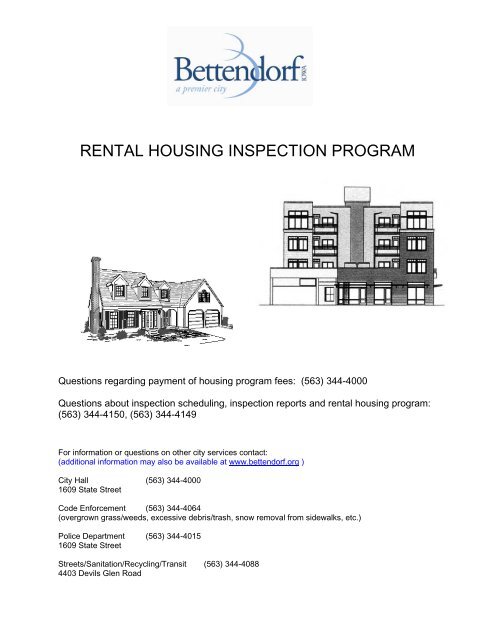 Rental Housing Inspection Program Booklet - City of Bettendorf