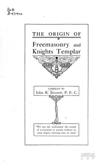 The Origin of Freemasonry and Knights Templar ... - Lodge Prudentia