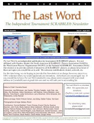 SCRABBLE - The Last Word Newsletter