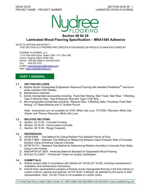 Mra1585 Pdf Nydree Flooring