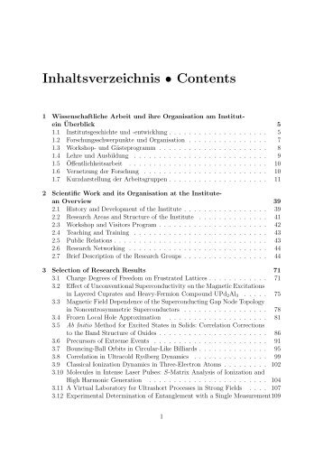 Inhaltsverzeichnis • Contents - Max-Planck-Institut für Physik ...