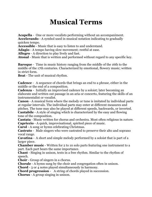 Musical Terms - Gifted Child Music