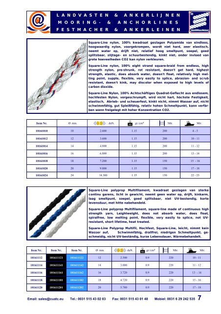 Private Yachting Special Products The Yachting Ropes to ... - cuatc.eu