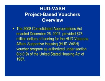 HUD-VASH Project-Based Vouchers Overview