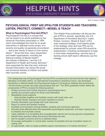 Psychological First Aid (PFA) For Students - Readiness and ...