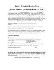Trinity School at Meadow View Athletic Consent and Release Form ...