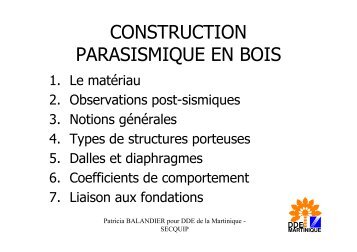 CONSTRUCTION PARASISMIQUE EN BOIS - Le Plan SÃ©isme
