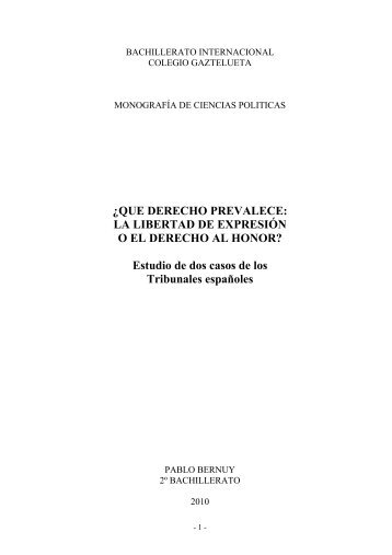 la libertad de expresiÃ³n o el derecho al honor? - Colegio Gaztelueta