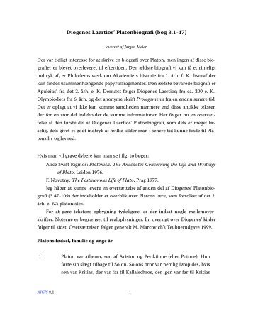 Diogenes Laertios' Platonbiografi (bog 3.1-47) - Aigis