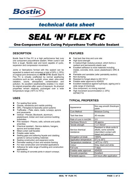 Technical Data Sheet SEAL 'N' FLEX FC - Bostik Hong Kong Limited