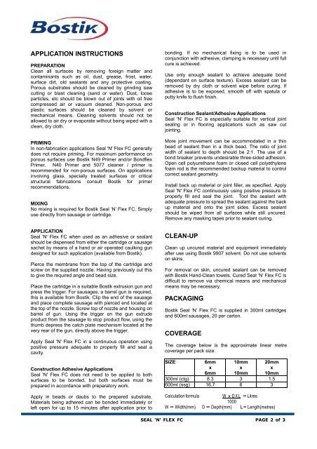 Technical Data Sheet SEAL 'N' FLEX FC - Bostik Hong Kong Limited