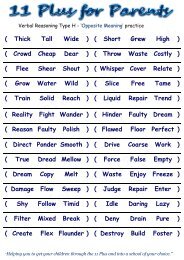 Verbal Reasoning Type H worksheet - Guide for the 11 Plus