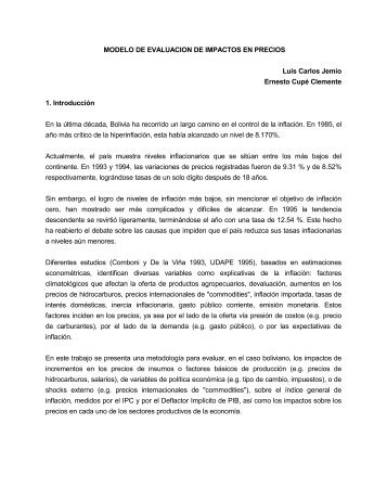 Modelo De EvaluaciÃ³n De Impactos En Precios - Unidad de AnÃ¡lisis ...