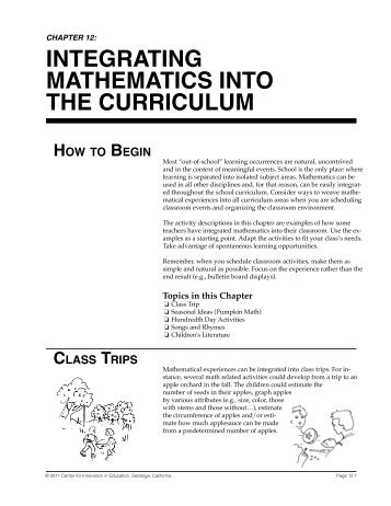 IntegratIng MatheMatIcs Into the currIculuM - Center for Innovation in ...