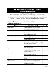 RHI Weekly Vessel Inspection Checklist and Maintenance Log