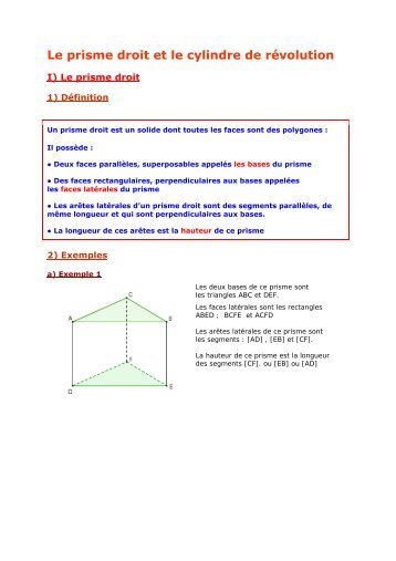 5e - Le prisme droit et le cylindre de rÃ©volution - Parfenoff . org