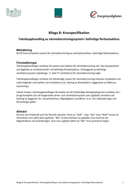 Bilaga B: Kravspecifikation - BeBo