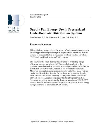 Supply Fan Energy Use in Pressurized Underfloor Air Distribution ...