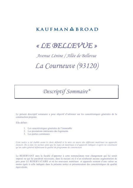 Â« LE BELLEVUE Â» La Courneuve (93120) - Kaufman & Broad