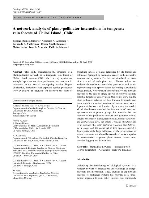 A network analysis of plant–pollinator interactions in temperate rain ...