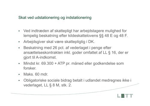 Skat ved udstationering og indstationering - Danmarks ...