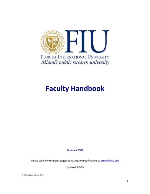 Faculty Handbook - Academic Affairs - Florida International University