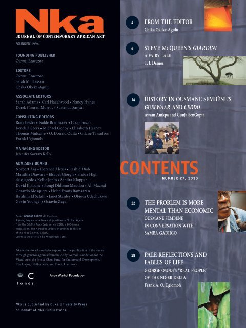 TOC (PDF) - Nka Journal of Contemporary African Art