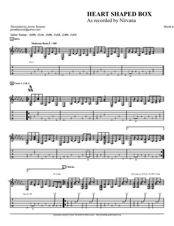 Complete Transcription To âHeart Shaped Boxâ (PDF) - Guitar Alliance