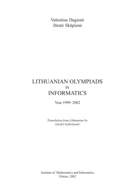 LITHUANIAN OLYMPIADS INFORMATICS