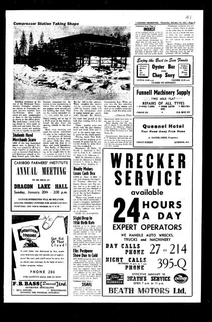 Thursday, January 17, 1957 - the Quesnel &  District Museum and ...